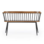 Spindle Back Bench - Solid Mango Wood & Iron Frame, 48.25" Wide, Rustic Modern Industrial Style