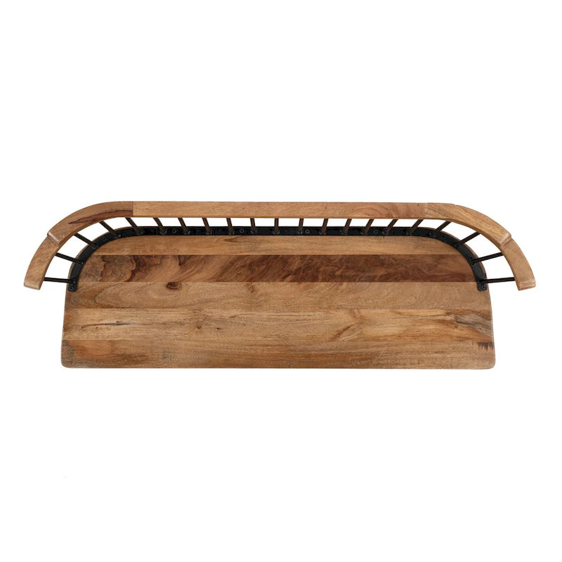 Spindle Back Bench - Solid Mango Wood & Iron Frame, 48.25" Wide, Rustic Modern Industrial Style