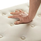 Upholstered Tufted Button Storage Bench with nails trim,Entryway Living Room Soft Padded Seat with Armrest,Bed Bench