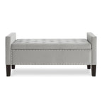 Upholstered Tufted Button Storage Bench with nails trim,Entryway Living Room Soft Padded Seat with Armrest,Bed Bench