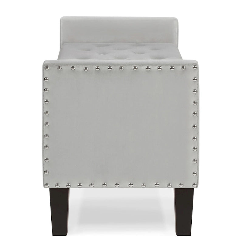 Upholstered Tufted Button Storage Bench with nails trim,Entryway Living Room Soft Padded Seat with Armrest,Bed Bench