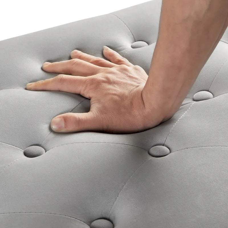 Upholstered Tufted Button Storage Bench with nails trim,Entryway Living Room Soft Padded Seat with Armrest,Bed Bench