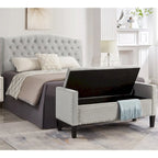 Upholstered Tufted Button Storage Bench with nails trim,Entryway Living Room Soft Padded Seat with Armrest,Bed Bench