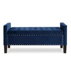 Upholstered Tufted Button Storage Bench with nails trim,Entryway Living Room Soft Padded Seat with Armrest,Bed Bench