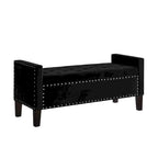Upholstered Tufted Button Storage Bench with nails trim,Entryway Living Room Soft Padded Seat with Armrest,Bed Bench