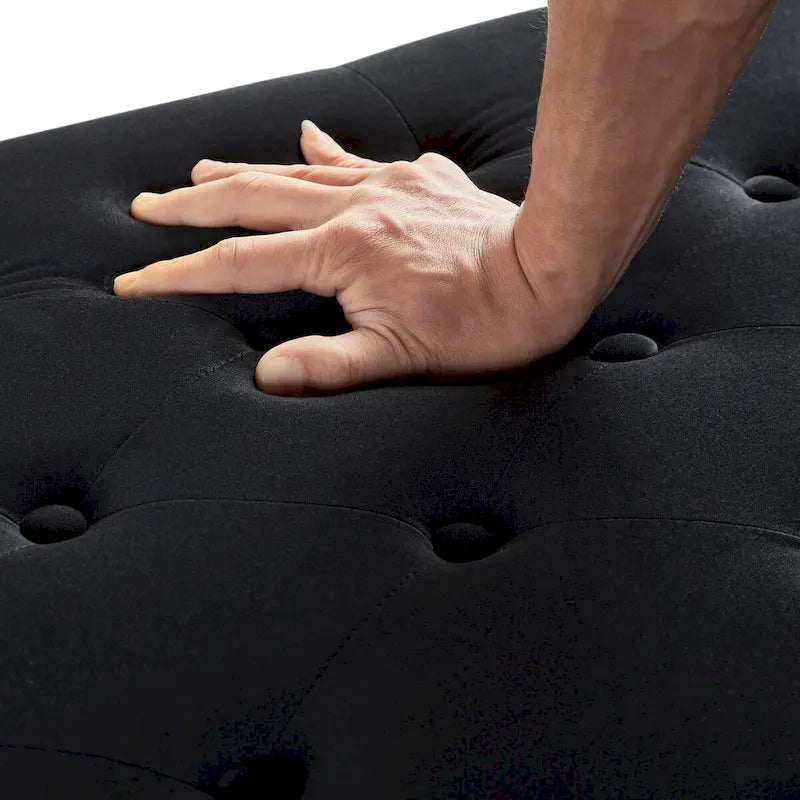 Upholstered Tufted Button Storage Bench with nails trim,Entryway Living Room Soft Padded Seat with Armrest,Bed Bench