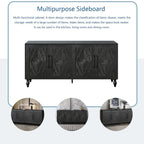 Carved Flower Door Large Storage Cabinet With Metal Handle Suitable For Living Room, Kitchen, Entryway