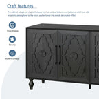 Carved Flower Door Large Storage Cabinet With Metal Handle Suitable For Living Room, Kitchen, Entryway