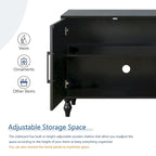 Carved Flower Door Large Storage Cabinet With Metal Handle Suitable For Living Room, Kitchen, Entryway