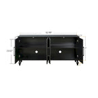 Carved Flower Door Large Storage Cabinet With Metal Handle Suitable For Living Room, Kitchen, Entryway