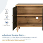 Carved Flower Door Large Storage Cabinet With Metal Handle Suitable For Living Room, Kitchen, Entryway