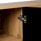 Carved Flower Door Large Storage Cabinet With Metal Handle Suitable For Living Room, Kitchen, Entryway