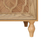 Carved Flower Door Large Storage Cabinet With Metal Handle Suitable For Living Room, Kitchen, Entryway