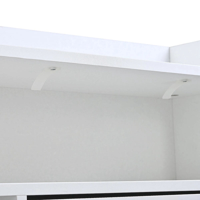 2-Tier Shoe Rack Cabinet with 4 Flip Drawers White Free Standing Storage Organizer 50.7W x 42.5H Modern Minimalist