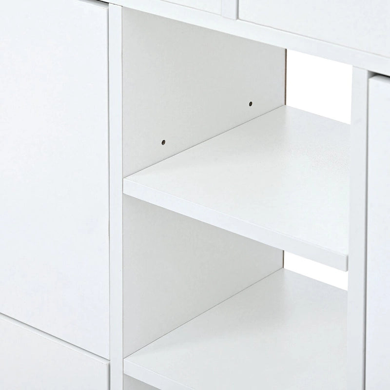 2-Tier Shoe Rack Cabinet with 4 Flip Drawers White Free Standing Storage Organizer 50.7W x 42.5H Modern Minimalist