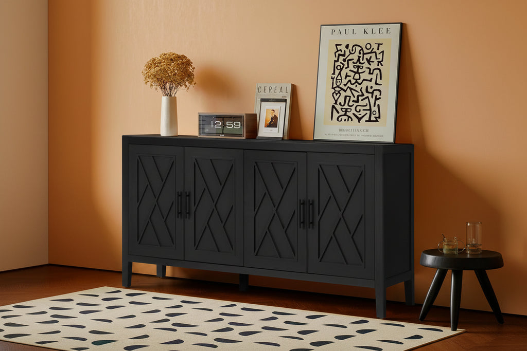 Vintage Style 4 Door Wooden Twill Sideboard
