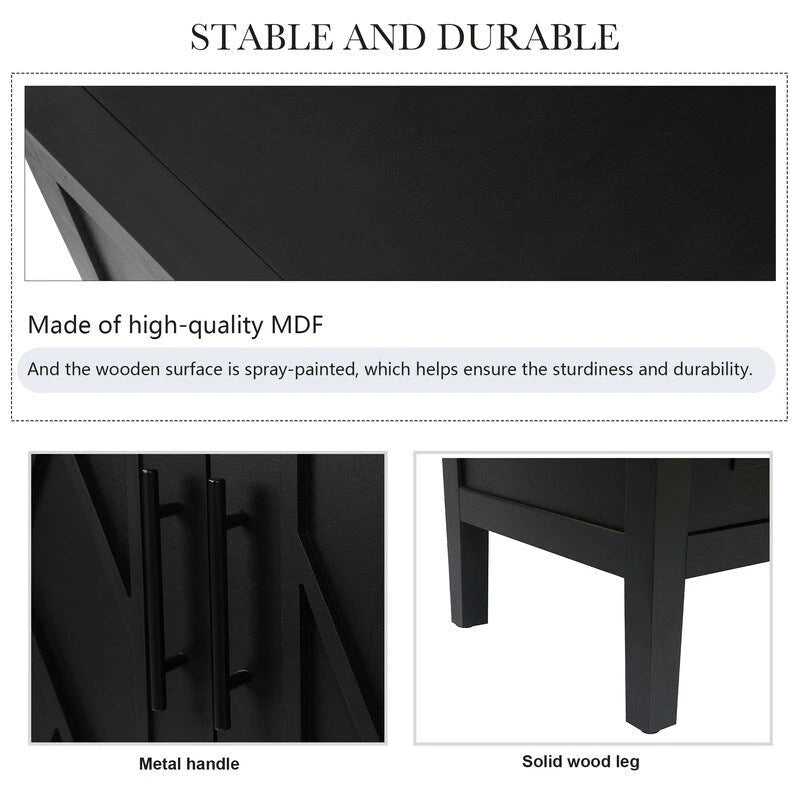 Vintage Style 4 Door Wooden Twill Sideboard