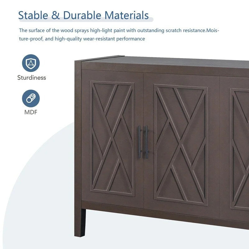 Vintage Style 4 Door Wooden Twill Sideboard