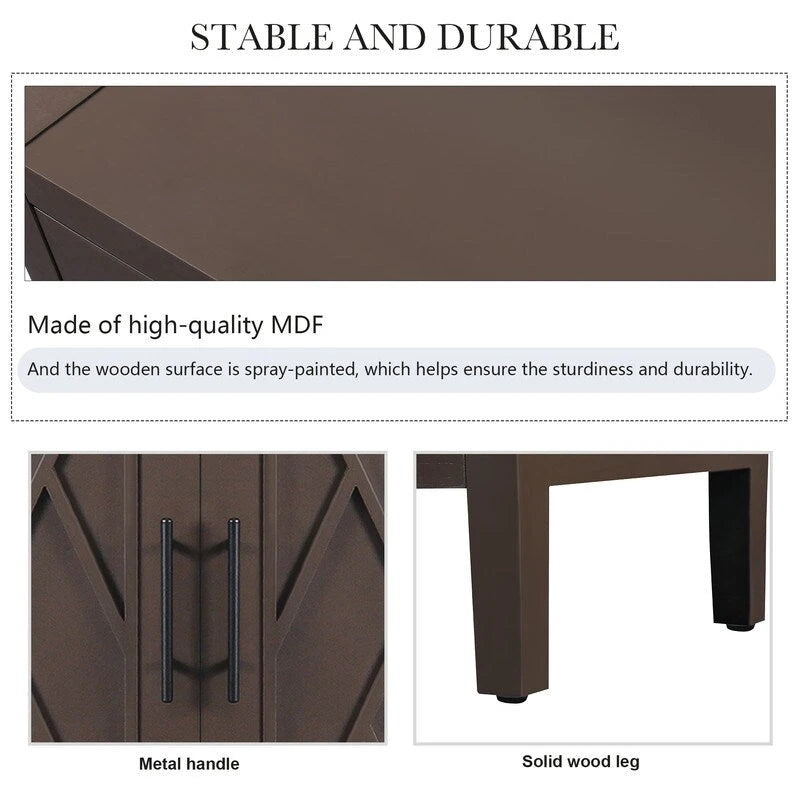 Vintage Style 4 Door Wooden Twill Sideboard