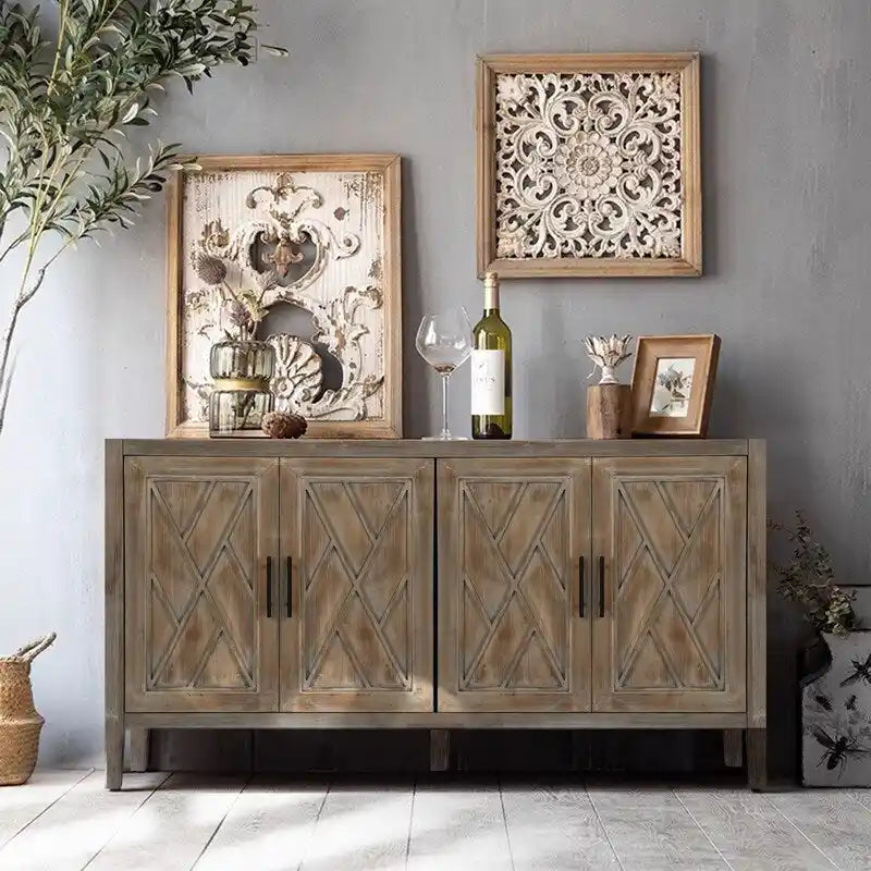 Vintage Style 4 Door Wooden Twill Sideboard