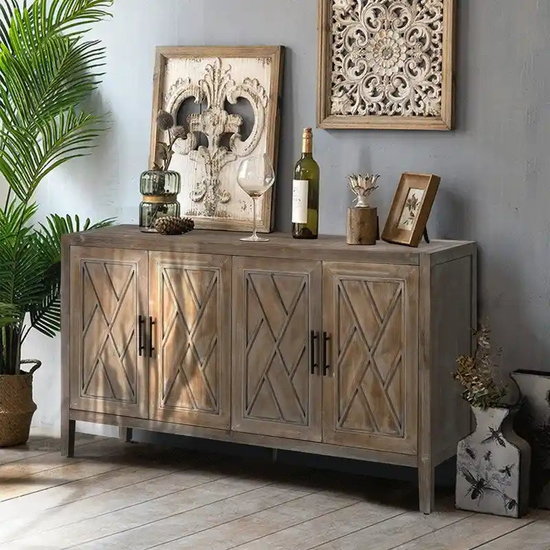 Vintage Style 4 Door Wooden Twill Sideboard