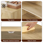 GEITIN Kitchen Sideboard Storage Cabinet with Rattan Decorative Doors