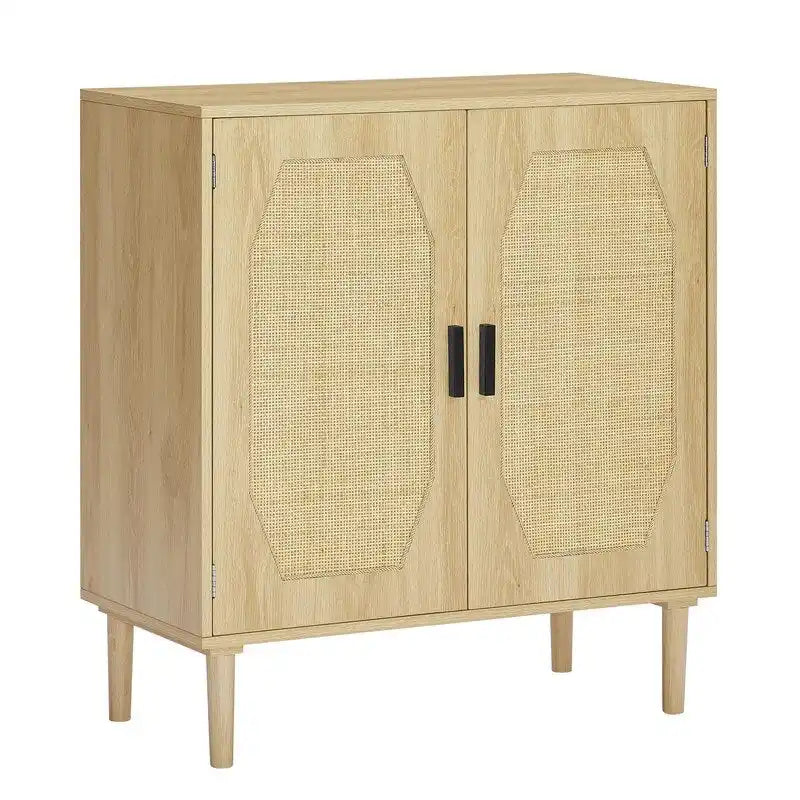 GEITIN Kitchen Sideboard Storage Cabinet with Rattan Decorative Doors