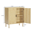 GEITIN Kitchen Sideboard Storage Cabinet with Rattan Decorative Doors