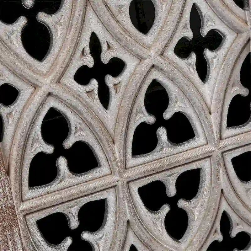 Hollow Four Door Storage Cabinet - Country Style Antique Pine Veneer MDF Sideboard with Adjustable Shelves