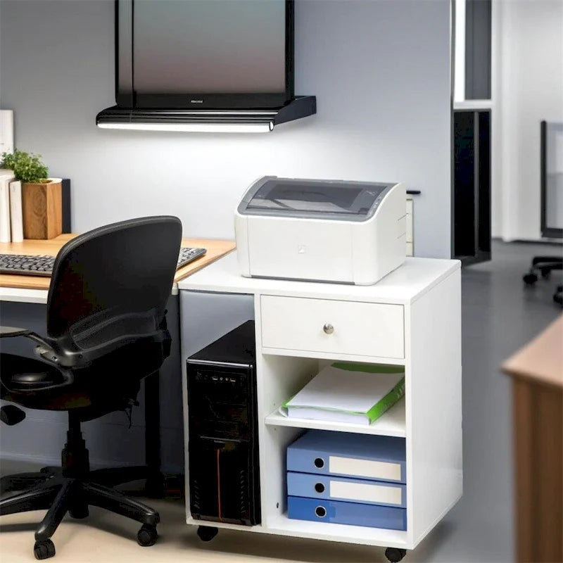 Mobile Printer Stand,Rolling File Cabinet Cart w/Wheels,Adjustable