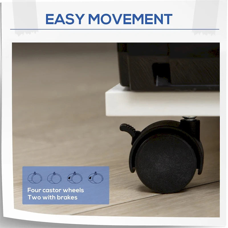 Mobile Printer Stand,Rolling File Cabinet Cart w/Wheels,Adjustable