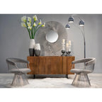 Sagebrook Home Elegant Wood 4-Door Fluteboard Cabinet in Rich Brown, Durable Metal and Wood Materials - 63.0  x 17.7  x 29.5