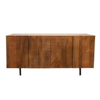 Sagebrook Home Elegant Wood 4-Door Fluteboard Cabinet in Rich Brown, Durable Metal and Wood Materials - 63.0  x 17.7  x 29.5