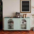 Cabinet Lacquered Cabinet with 4 Glass Doors Sideboard Buffet Server Cabinet Storage Cabinet, for Living Room, Mint Green