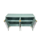 Cabinet Lacquered Cabinet with 4 Glass Doors Sideboard Buffet Server Cabinet Storage Cabinet, for Living Room, Mint Green