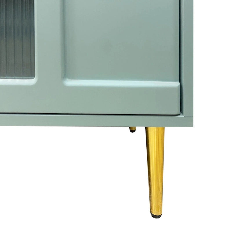 Cabinet Lacquered Cabinet with 4 Glass Doors Sideboard Buffet Server Cabinet Storage Cabinet, for Living Room, Mint Green