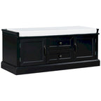 Storage Bench with 2 Drawers and 2 Cabinets, Shoe Bench with Removable Cushion for Living Room, Entryway (Black)