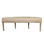 59" Upholstered Bench - Sustainable Mahogany Wood - High Performance Linen Fabric - 300lbs Capacity - Handcrafted Living Room Seating