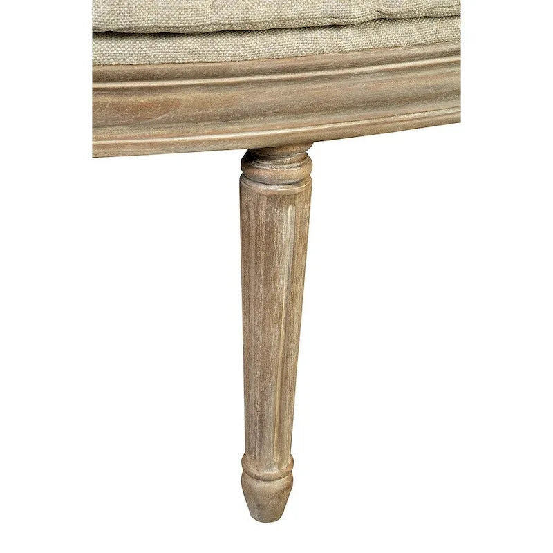 59" Upholstered Bench - Sustainable Mahogany Wood - High Performance Linen Fabric - 300lbs Capacity - Handcrafted Living Room Seating