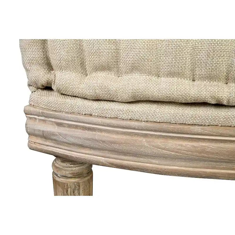 59" Upholstered Bench - Sustainable Mahogany Wood - High Performance Linen Fabric - 300lbs Capacity - Handcrafted Living Room Seating