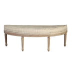 59" Upholstered Bench - Sustainable Mahogany Wood - High Performance Linen Fabric - 300lbs Capacity - Handcrafted Living Room Seating