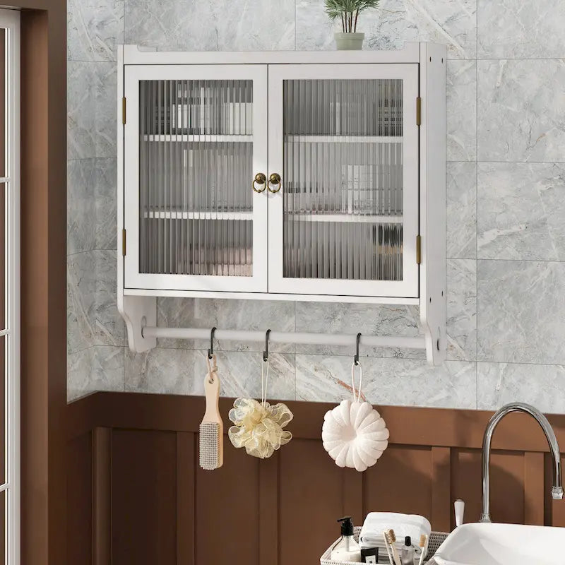 24.8 Glass Door Vintage Double Door Wall Cabinet