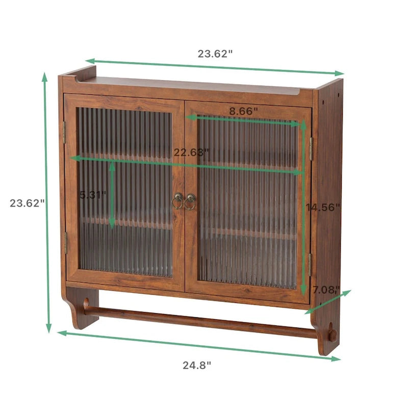 24.8 Glass Door Vintage Double Door Wall Cabinet