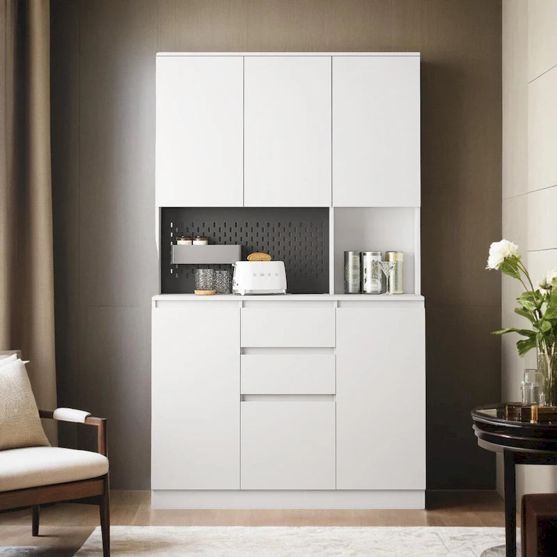 74  Freestanding Kitchen Pantry Cabinet Cupboard with 6 Doors,3 Shelves and 2 Drawer,Versatile Wardrobe & Kitchen Cabinet