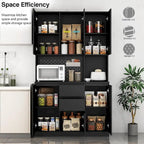 74  Freestanding Kitchen Pantry Cabinet Cupboard with 6 Doors,3 Shelves and 2 Drawer,Versatile Wardrobe & Kitchen Cabinet