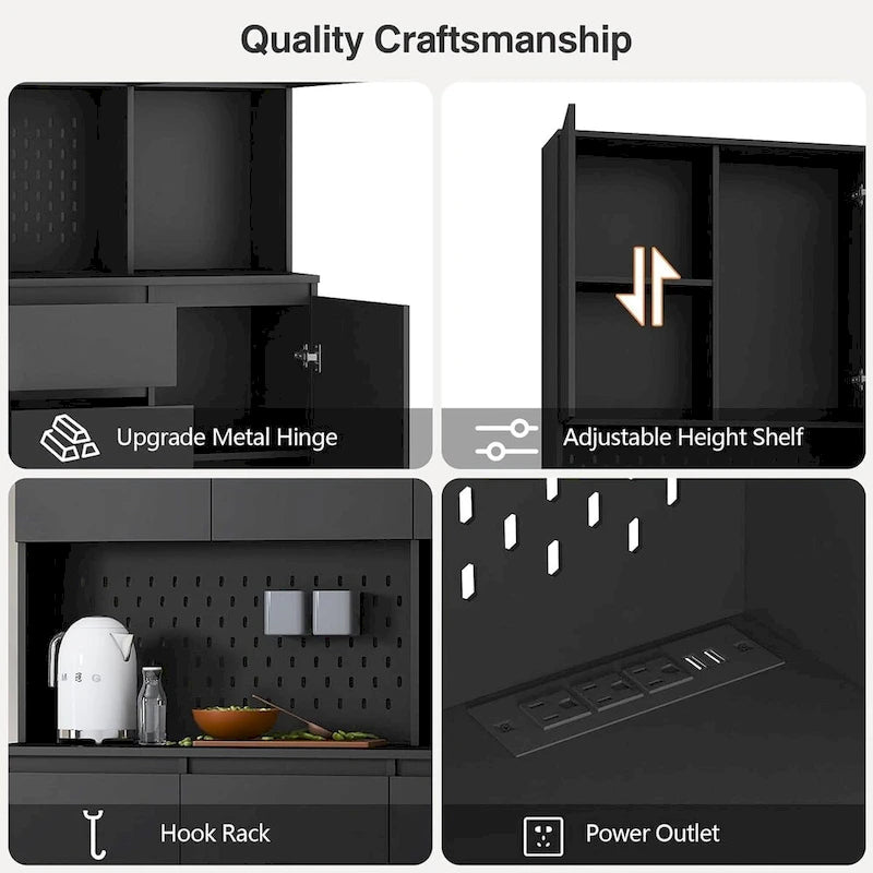 74  Freestanding Kitchen Pantry Cabinet Cupboard with 6 Doors,3 Shelves and 2 Drawer,Versatile Wardrobe & Kitchen Cabinet