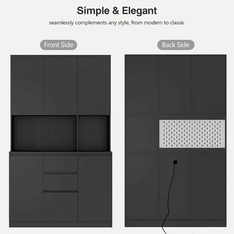 74  Freestanding Kitchen Pantry Cabinet Cupboard with 6 Doors,3 Shelves and 2 Drawer,Versatile Wardrobe & Kitchen Cabinet