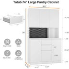 74  Freestanding Kitchen Pantry Cabinet Cupboard with 6 Doors,3 Shelves and 2 Drawer,Versatile Wardrobe & Kitchen Cabinet