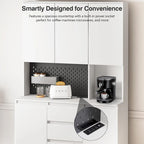 74  Freestanding Kitchen Pantry Cabinet Cupboard with 6 Doors,3 Shelves and 2 Drawer,Versatile Wardrobe & Kitchen Cabinet