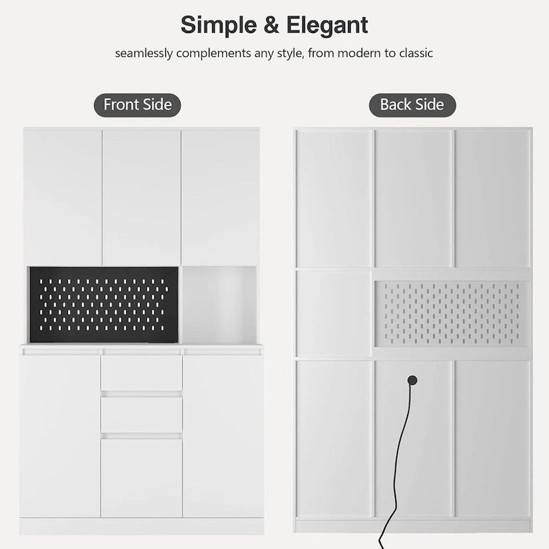 74  Freestanding Kitchen Pantry Cabinet Cupboard with 6 Doors,3 Shelves and 2 Drawer,Versatile Wardrobe & Kitchen Cabinet